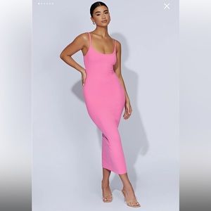 MESHKI Ribbed Cami Midi Dress - Bubblegum Pink